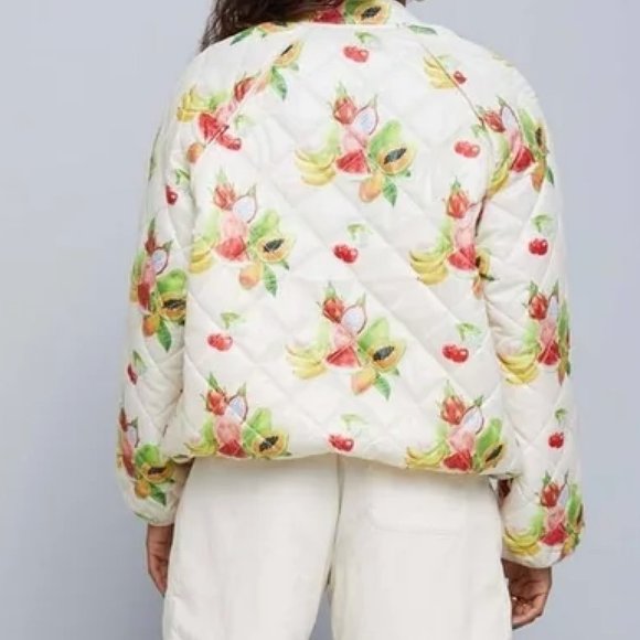 Melody Ehsani fruit print quilted pullover v-neckline and side pockets NWT - Picture 13 of 13